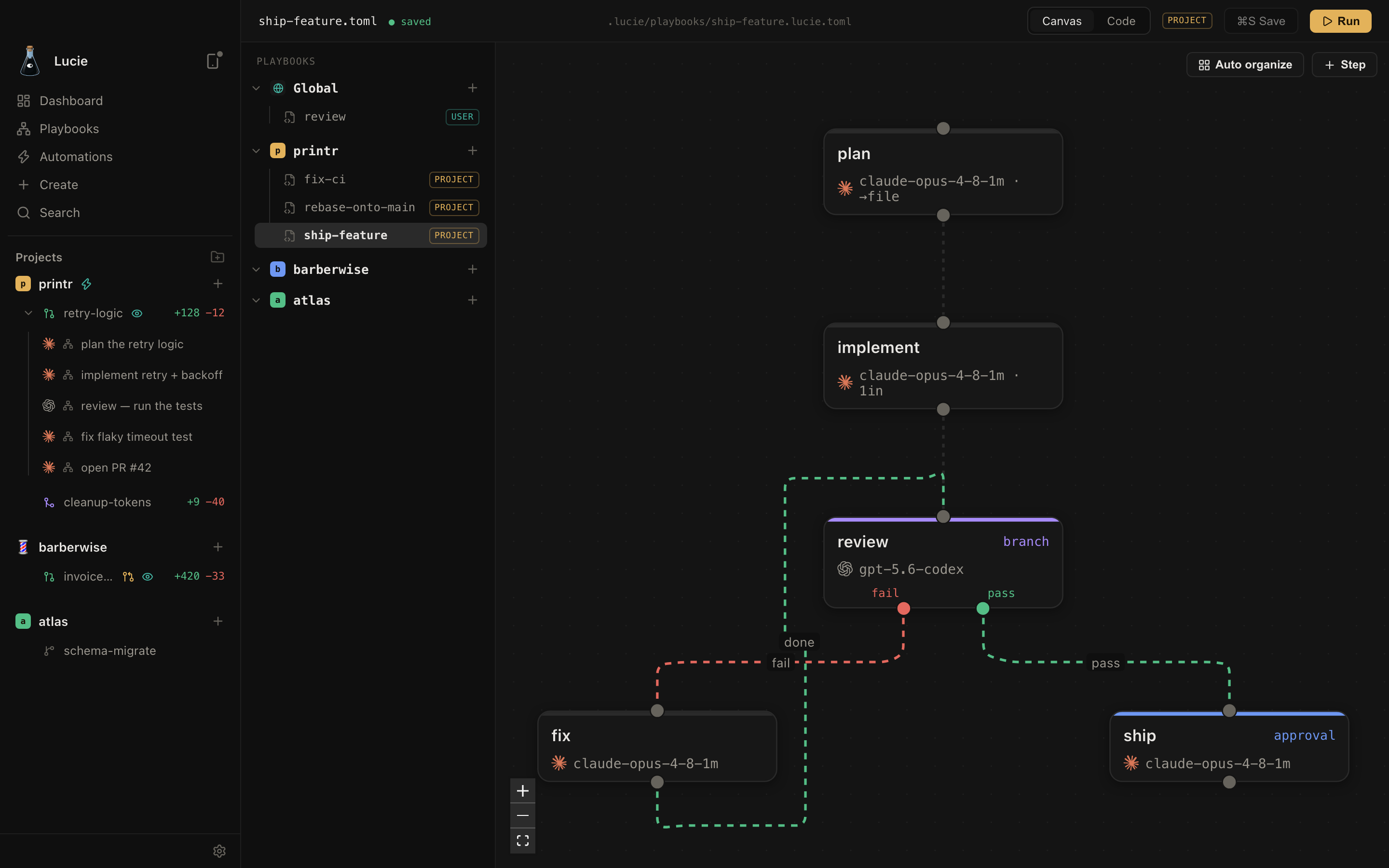 Lucie — playbook editor